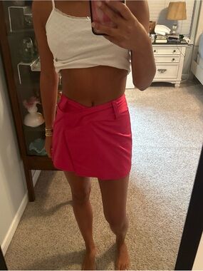 superdown Hot Pink Wrap-Front Mini Skort